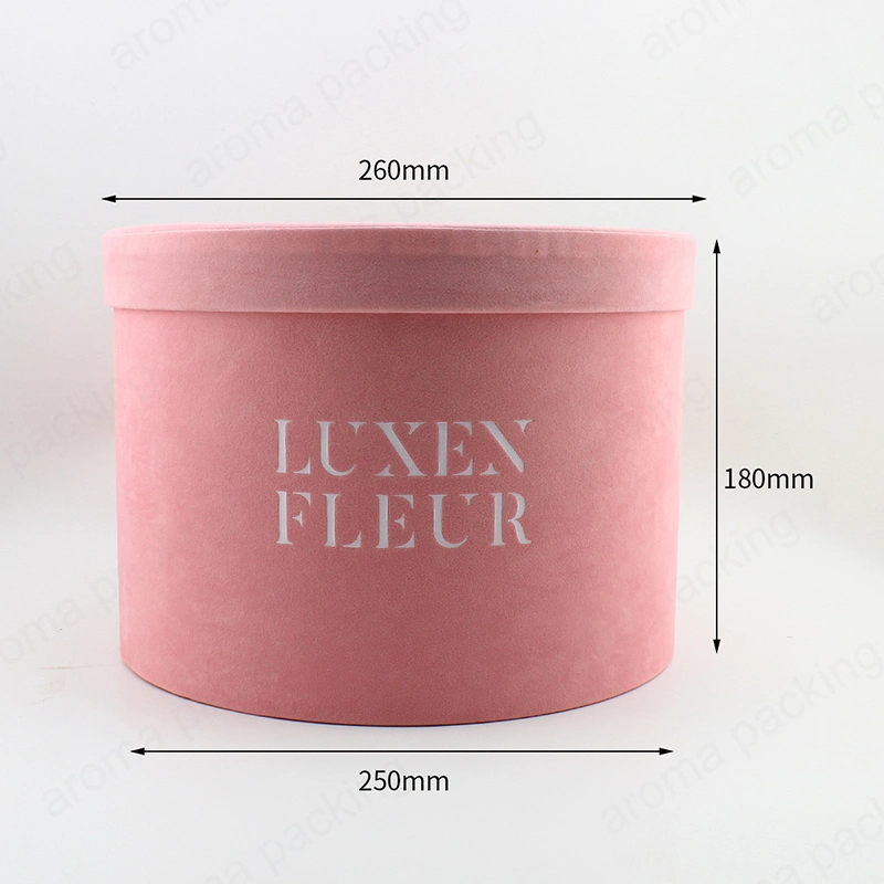 Luxury Pink Cardboard Tube Cylinder Round Rose Flower Box with Lid