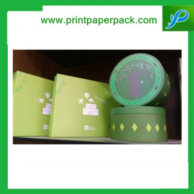 2016 caixa de presente de flor de papel cartão estampado personalizado redonda