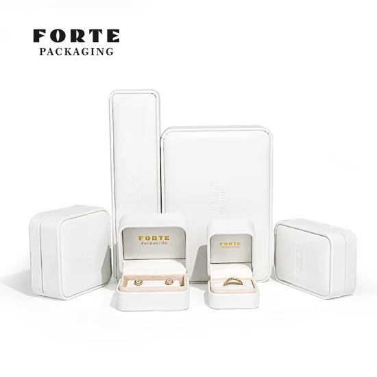 Caixa de joias de couro fashion de luxo forte com logotipo personalizado e caixa de joias de cor cinza