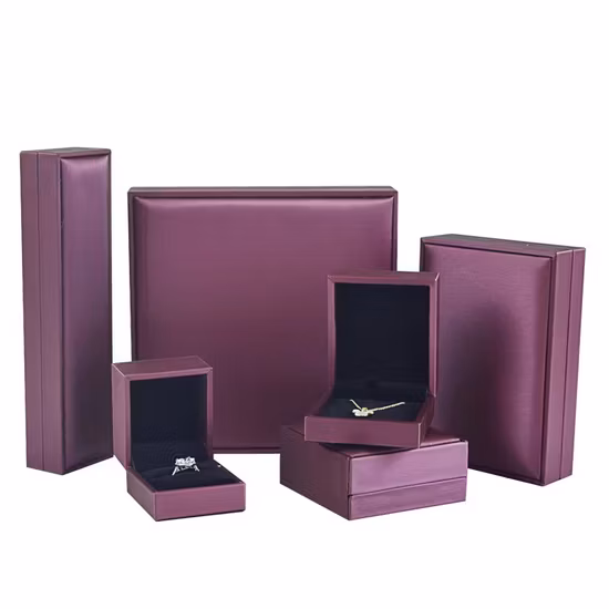 Caixa de joias de couro fashion de luxo forte com logotipo personalizado e caixa de joias de cor cinza