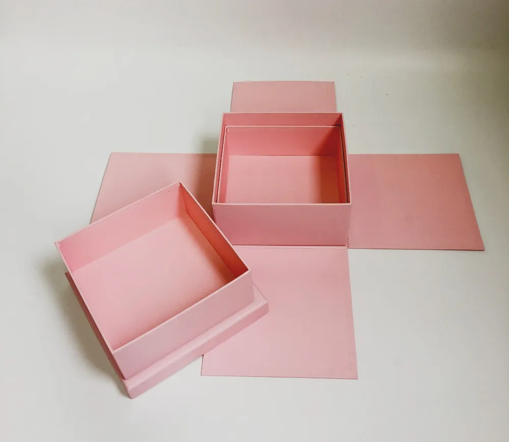 Caixa de presente de papel para embalagem de rosas quadradas com tampa