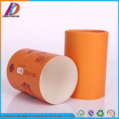 Caixa redonda de tubo de papelão de cor laranja ecológica para velas