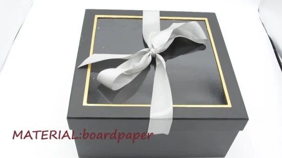 Caixa de presente de caixa de embalagem preta de estampagem a quente com logotipo personalizado de luxo