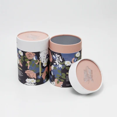 Caixas de presente redondas personalizadas com tampa de papel kraft tubo de perfume em forma de vela caixa de papelão embalagem tubo de papel